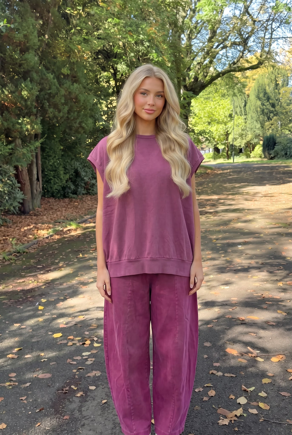 Pantalon Large en Coton Délavé