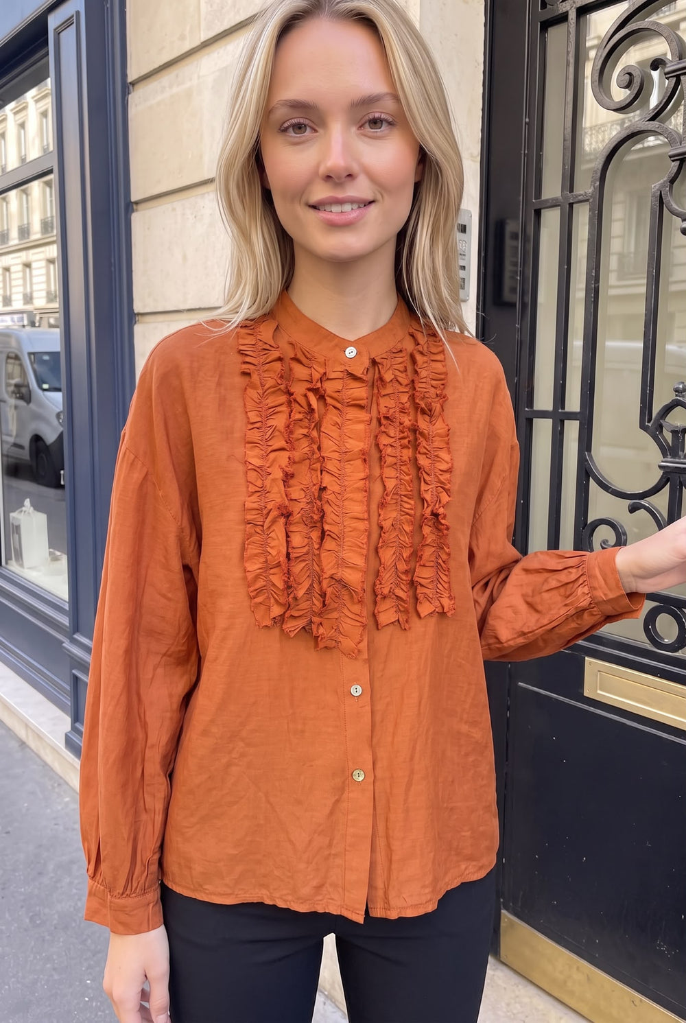 Chemise en Coton à Volants