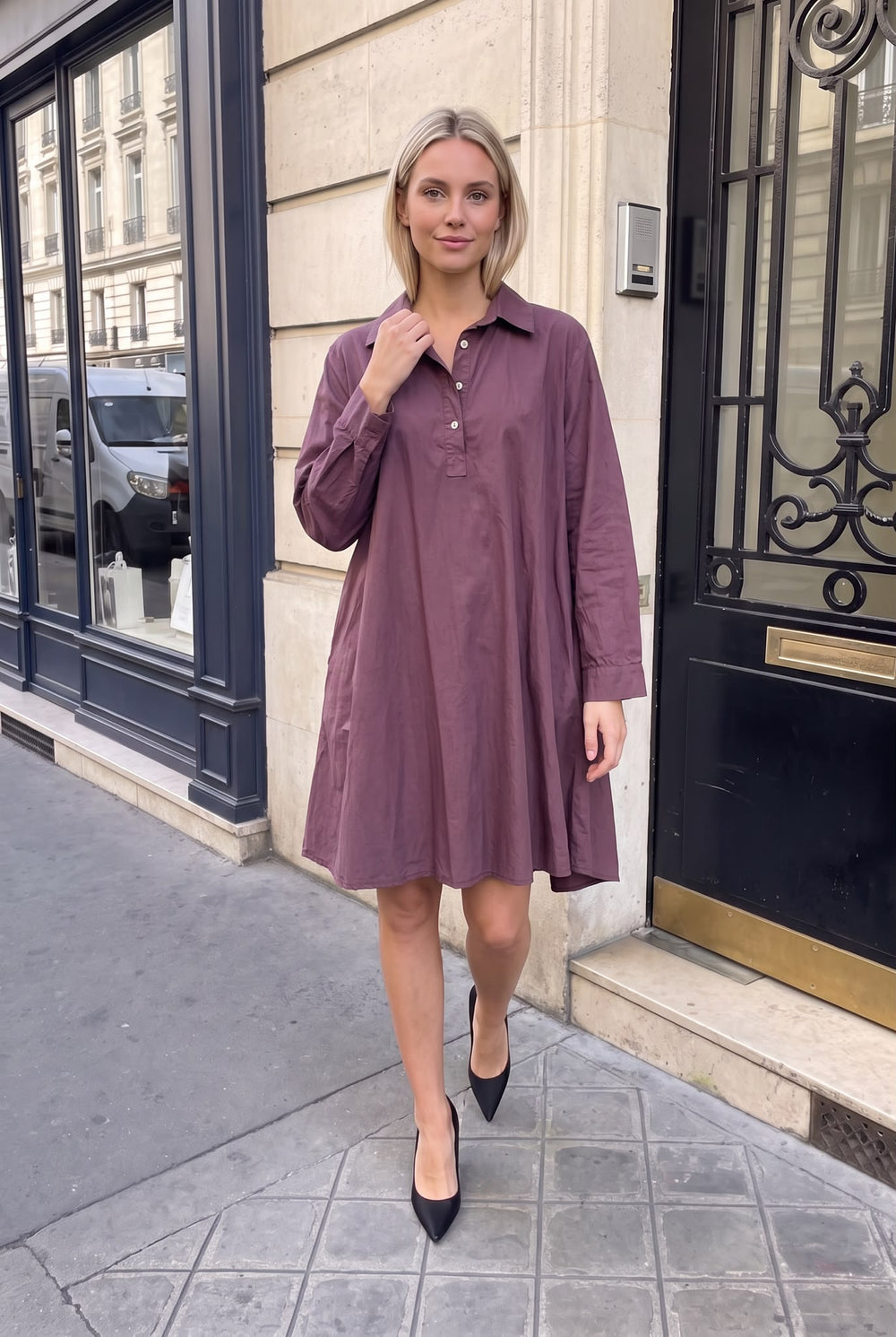 Robe en Popeline de Coton Courte