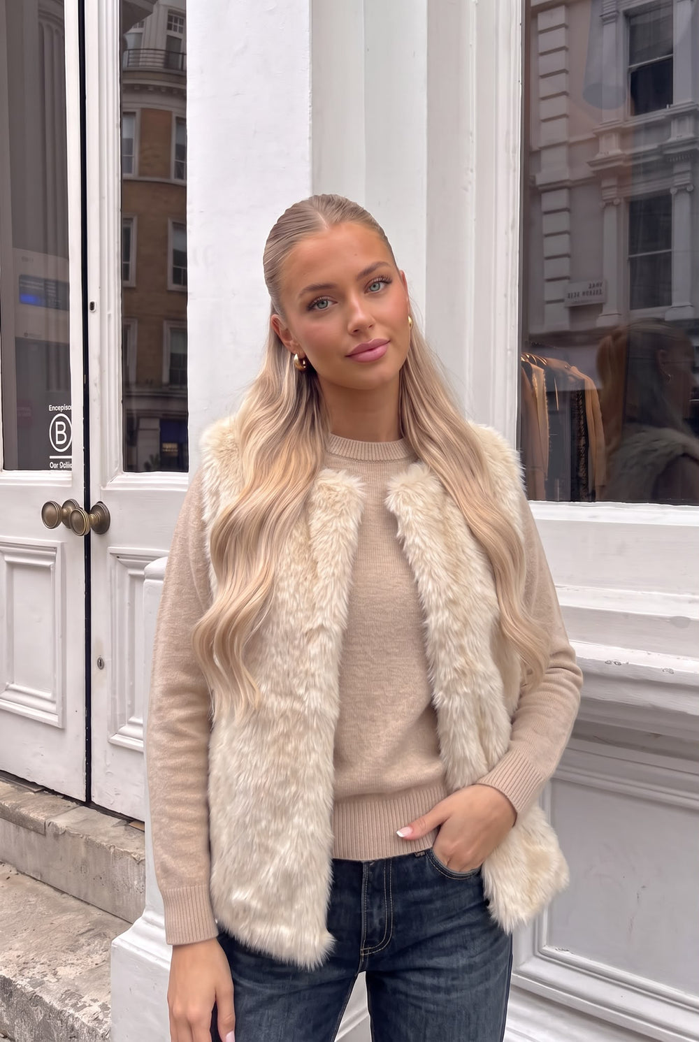 Gilet Sans Manches en Fausse Fourrure