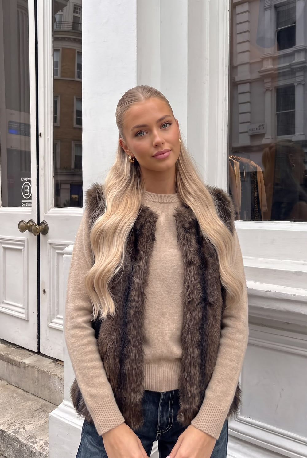 Gilet Sans Manches en Fausse Fourrure