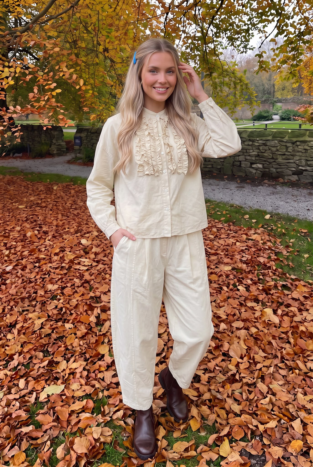 Pantalon en Coton Carotte