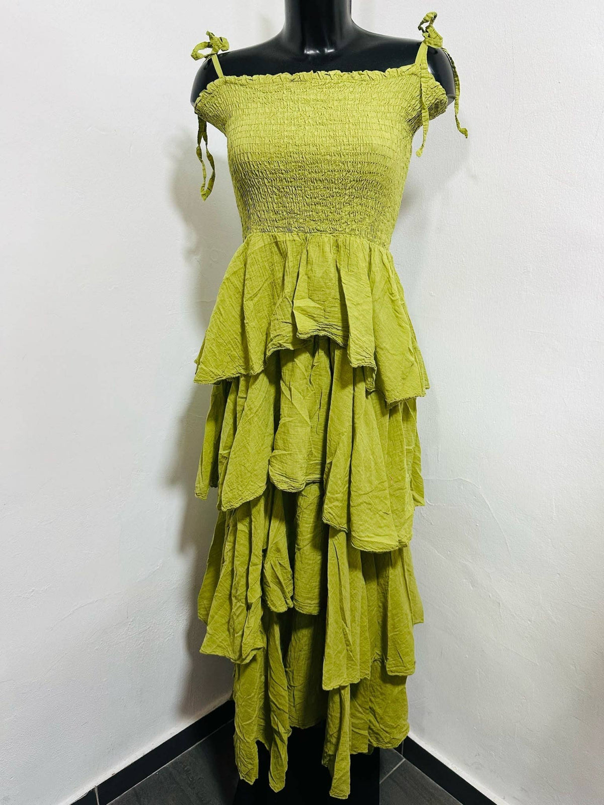 Robe Longue Volant En Coton