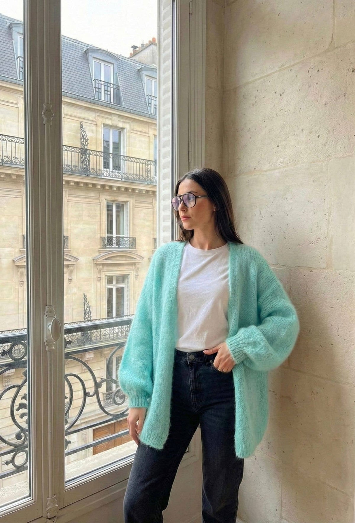 Gilet Court Manche Longue En Mohair
