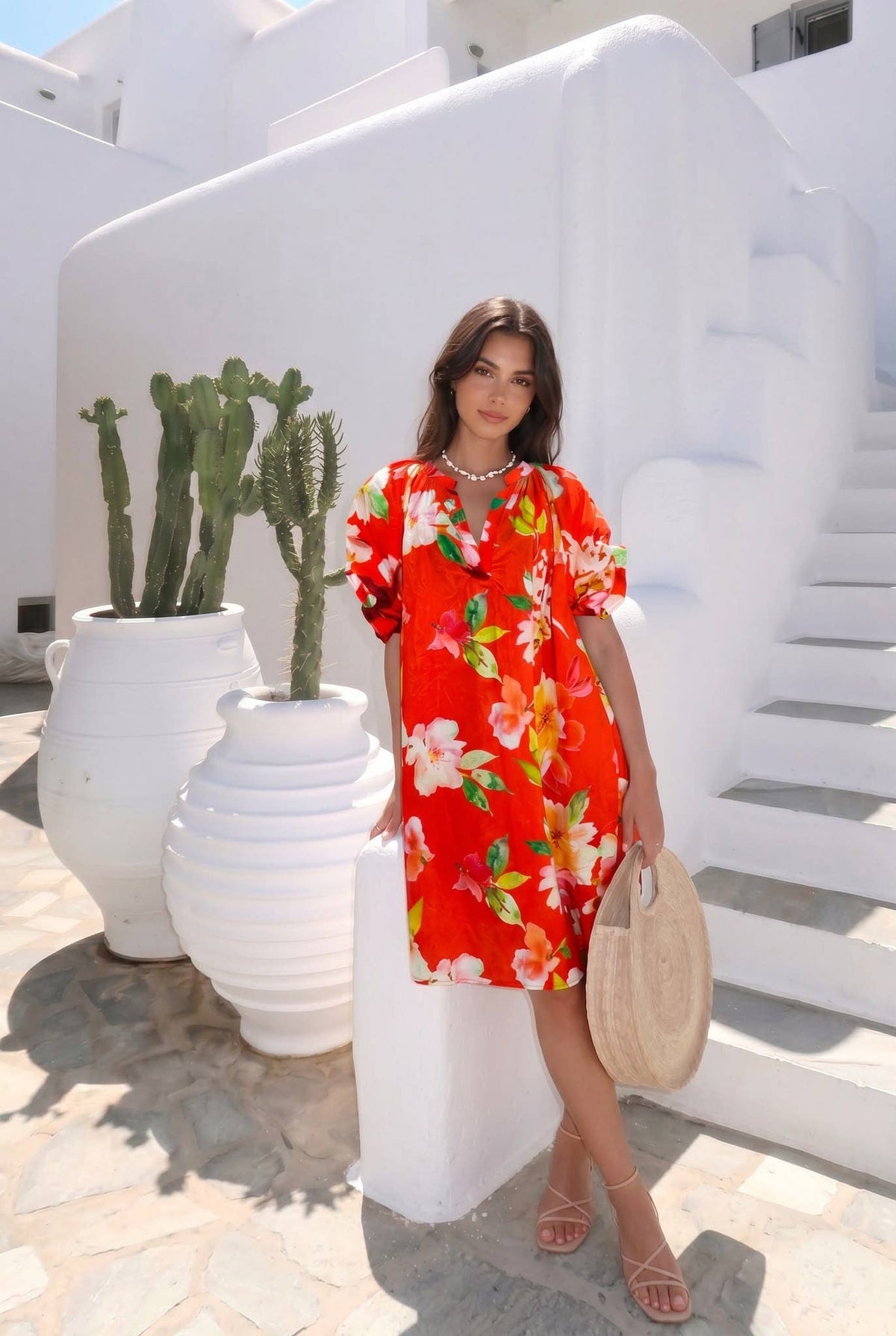 Robe Manche Bouffante Imprimée