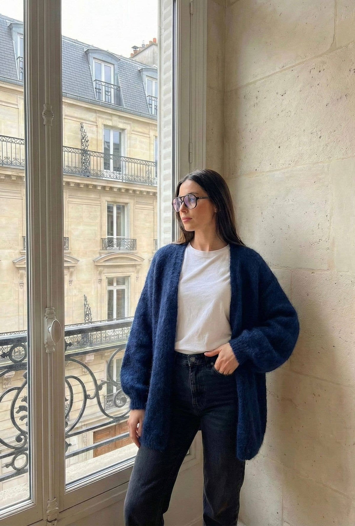 Gilet Court Manche Longue En Mohair