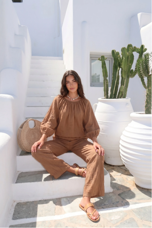 Haut En Voile De Coton Peut Se Porter Avec Le Pantalon13633