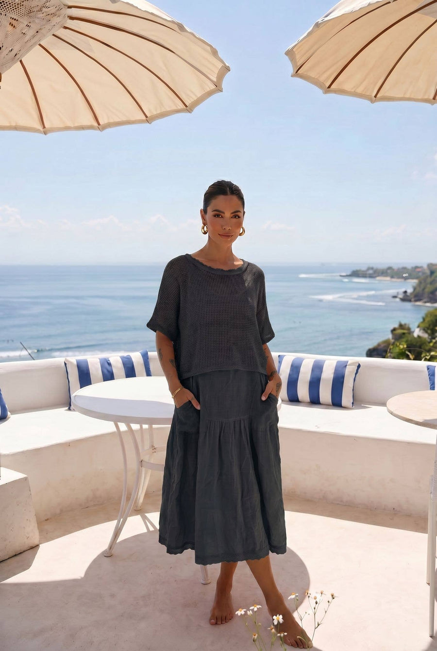 Robe Longue Broderie Porté Avec Le Haut23855