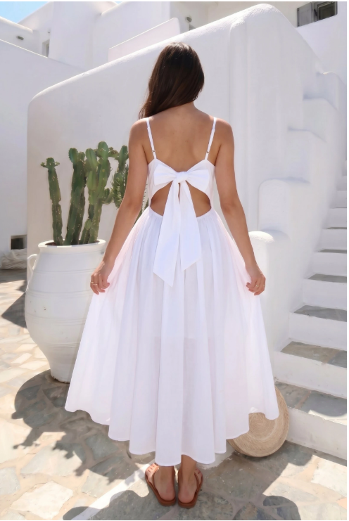Robe En Coton Papillon Au Dos