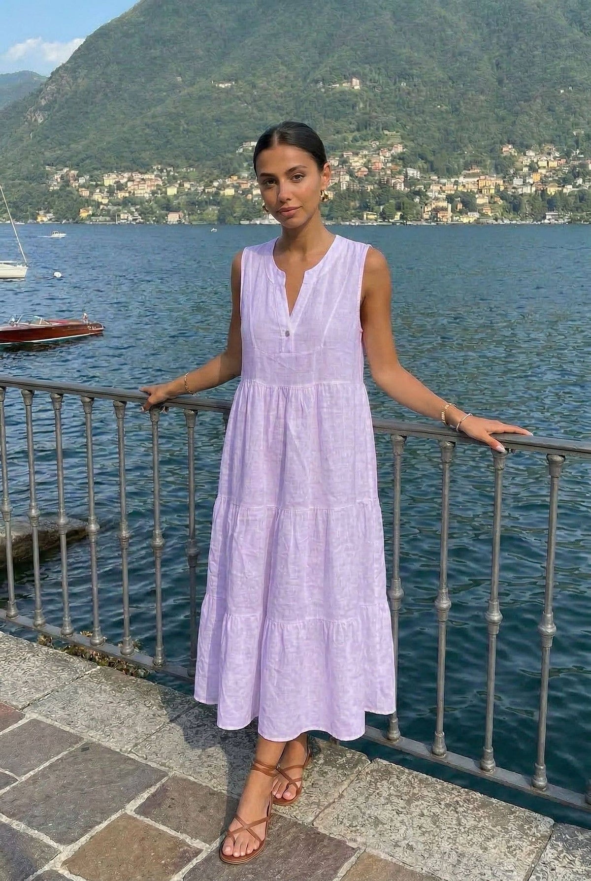Robe En Lin Porté Avec Le Haut21286 Vendu Séparément
