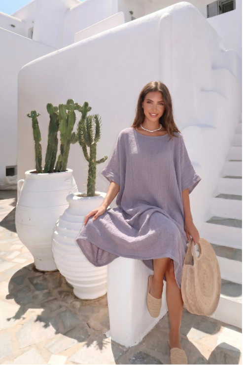 Oversized jurk met ronde hals