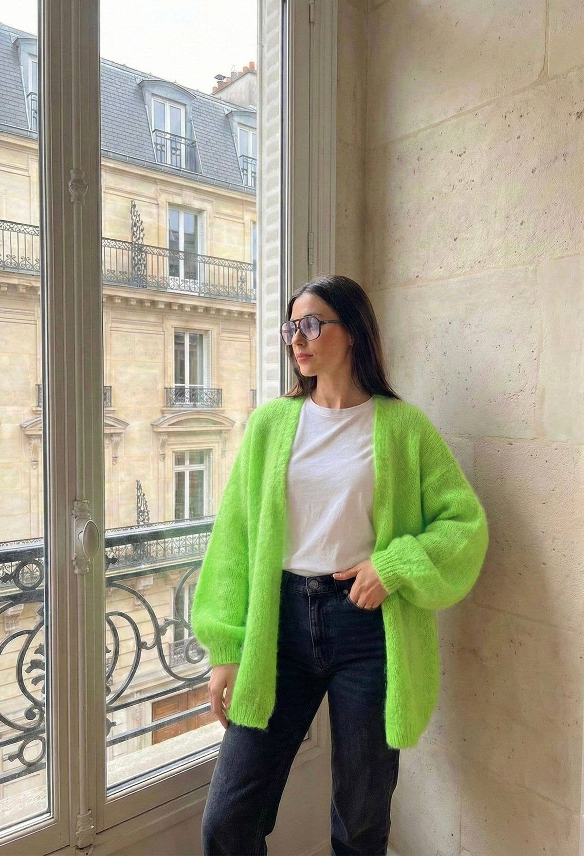 Gilet Court Manche Longue En Mohair