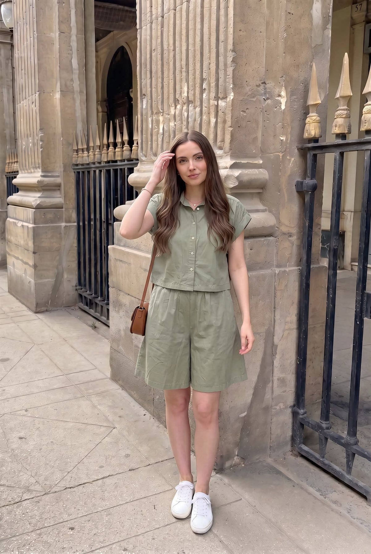 Oversized popeline short, apart verkocht bij de bijpassende top