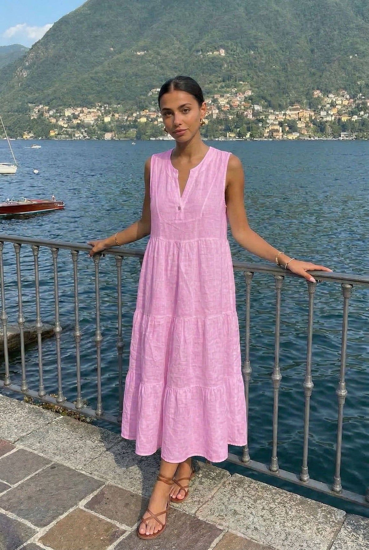 Robe En Lin Porté Avec Le Haut21286 Vendu Séparément