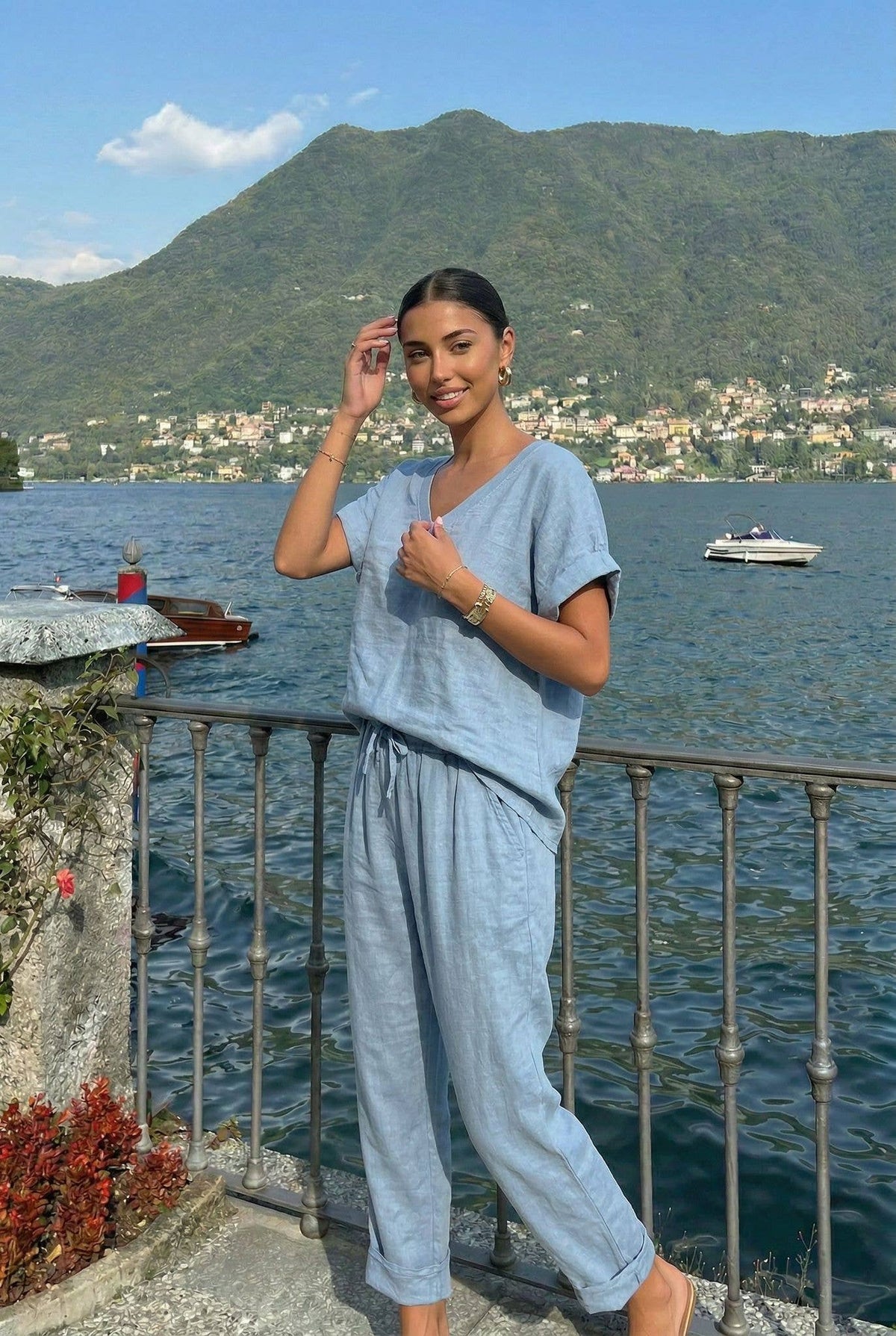 Haut En Lin Porté Avec Le Pantalon9894 Vendu Séparément