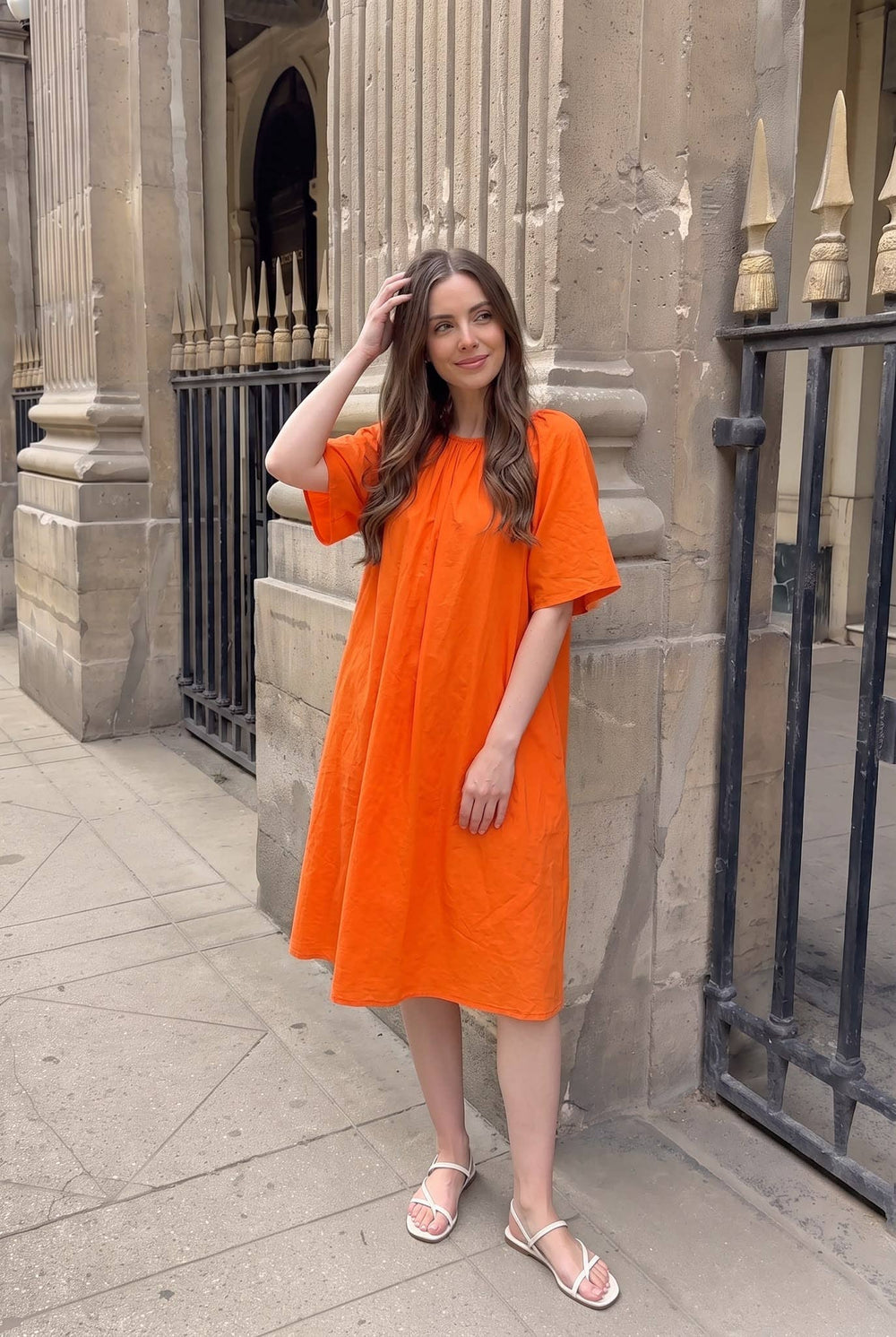 Robe Genoux En Popeline
