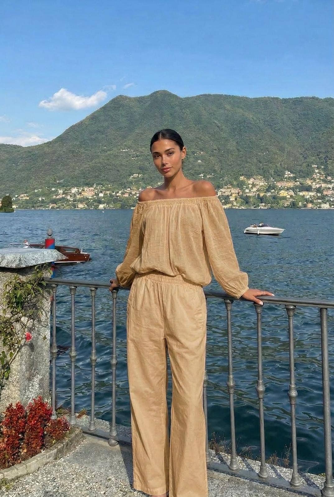 Haut En Voile De Coton Porté Avec Le Pantalon13633