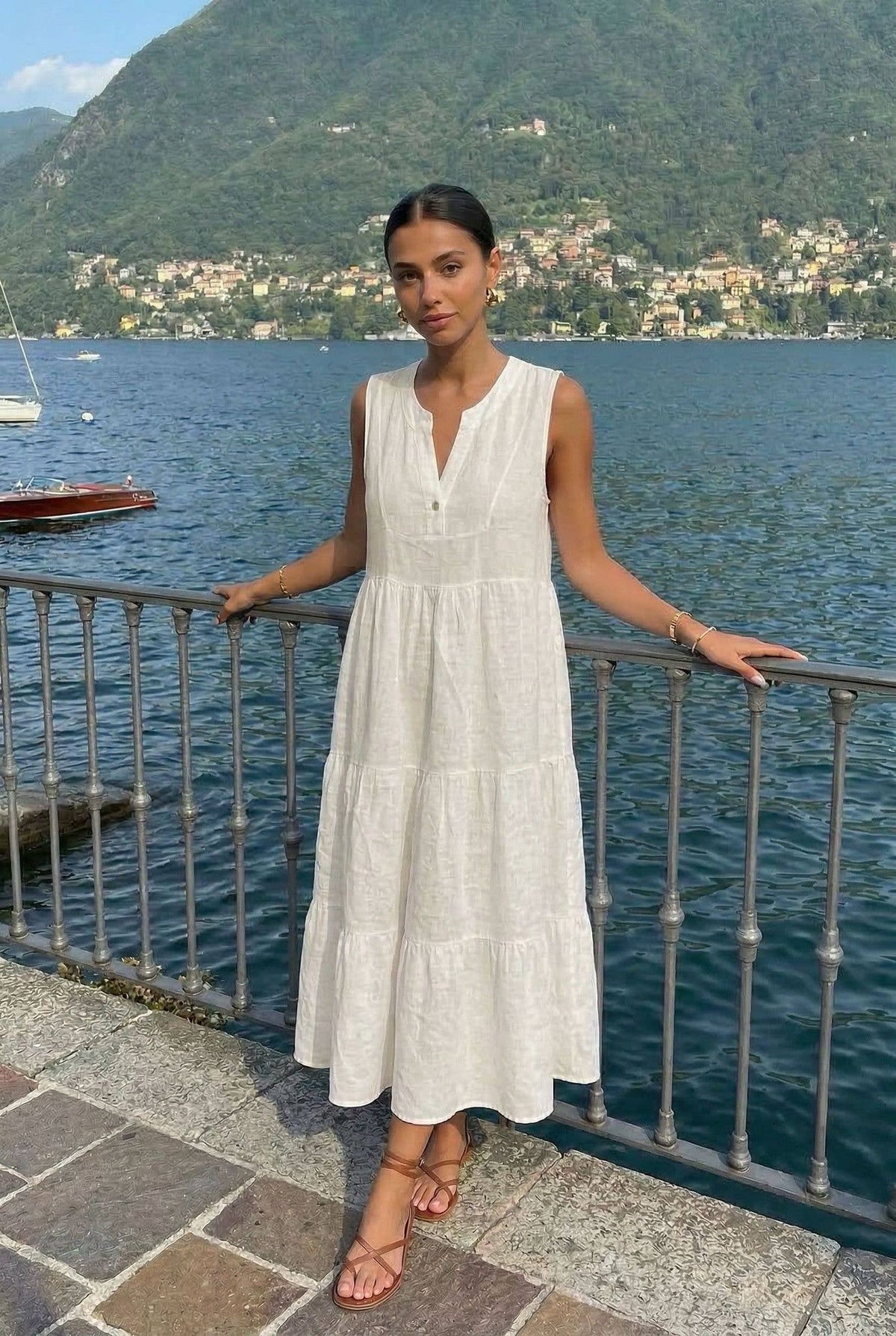 Robe En Lin Porté Avec Le Haut21286 Vendu Séparément