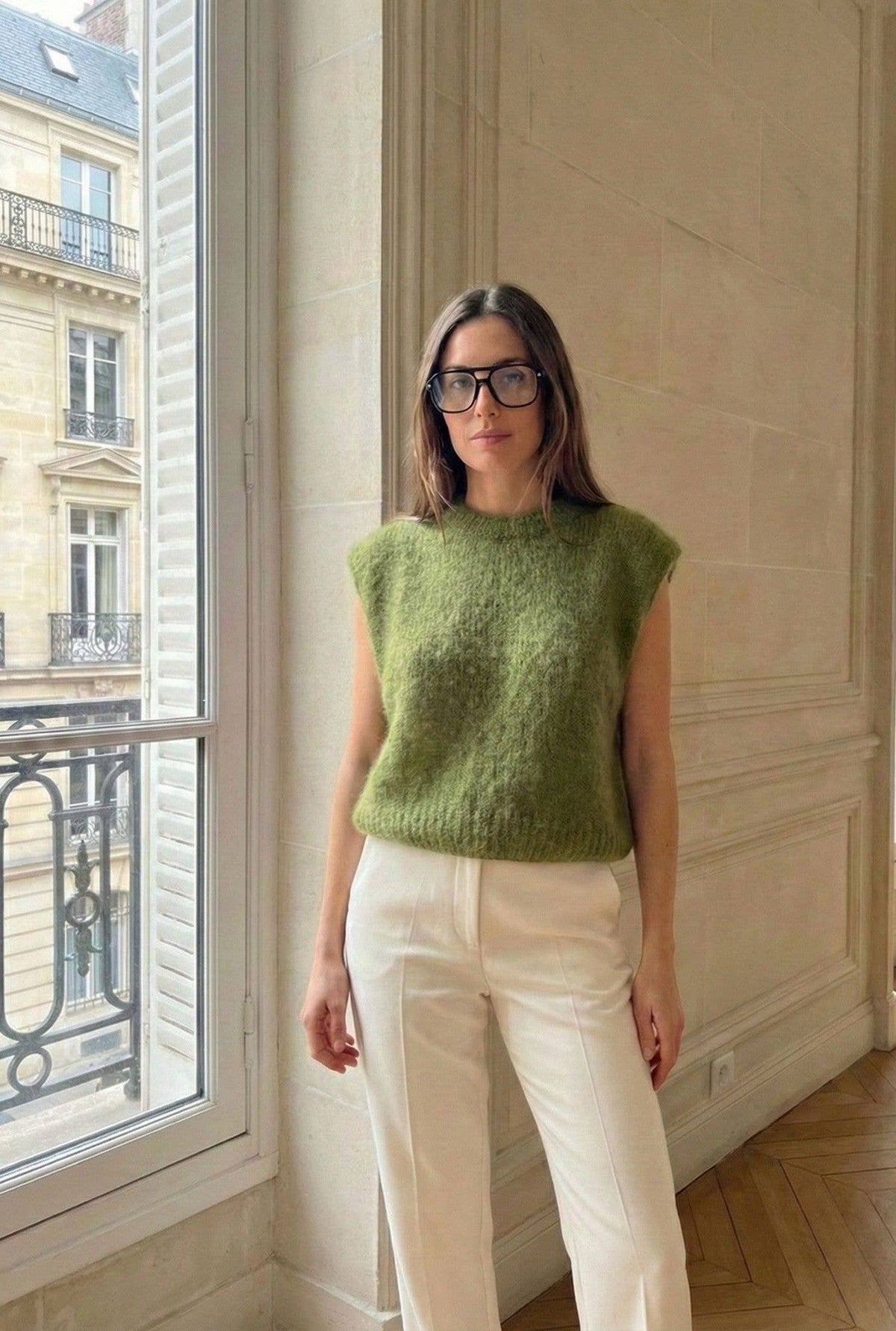Pull Sans Manche En Mohair