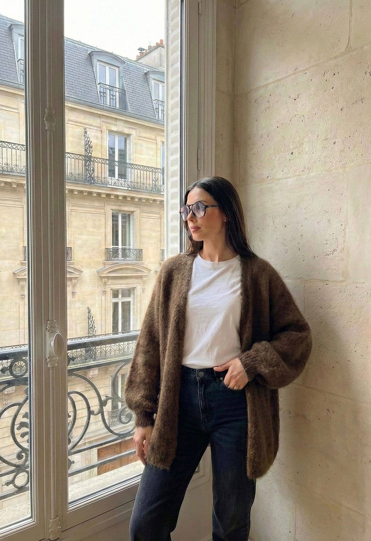 Gilet Court Manche Longue En Mohair