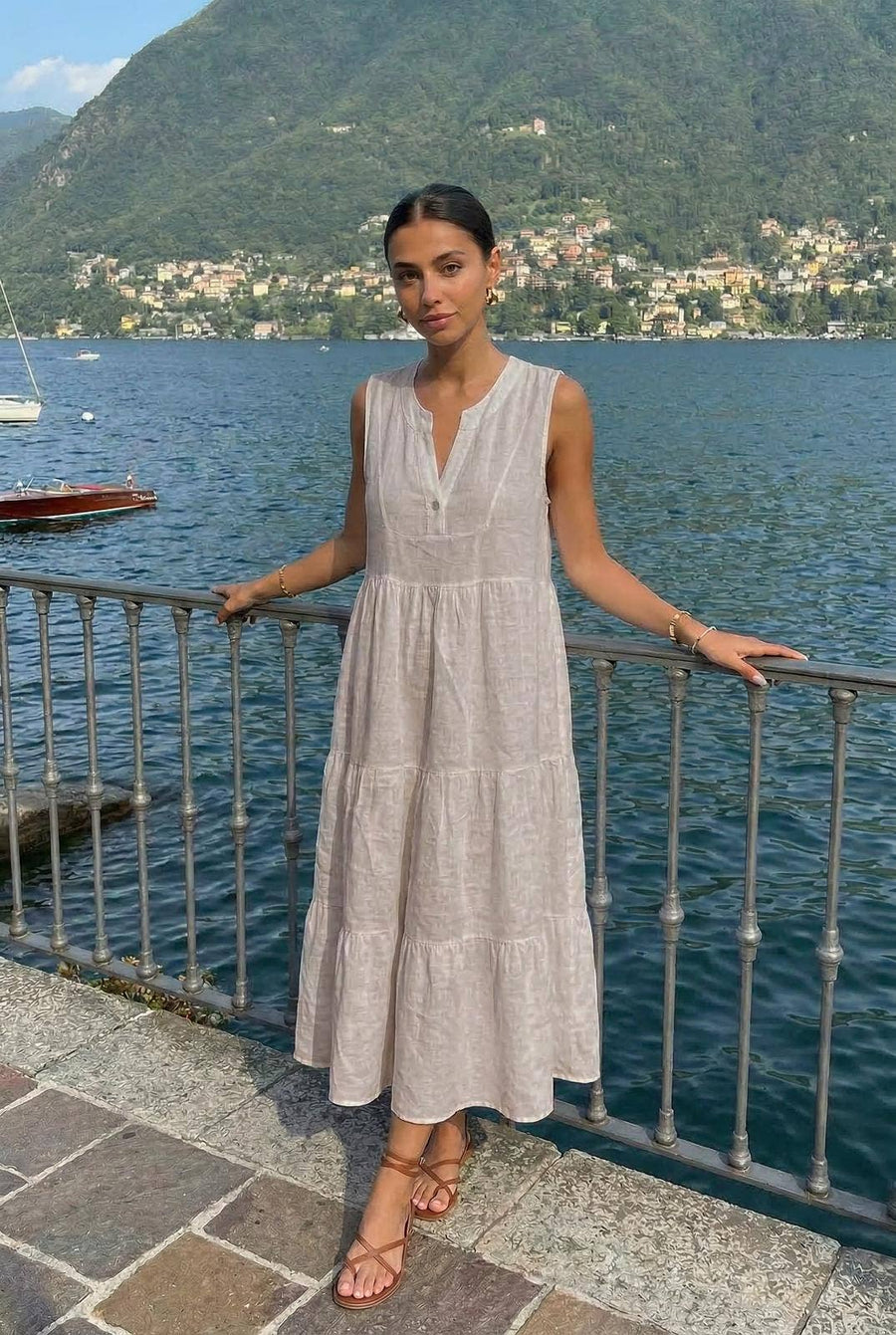 Robe En Lin Porté Avec Le Haut21286 Vendu Séparément