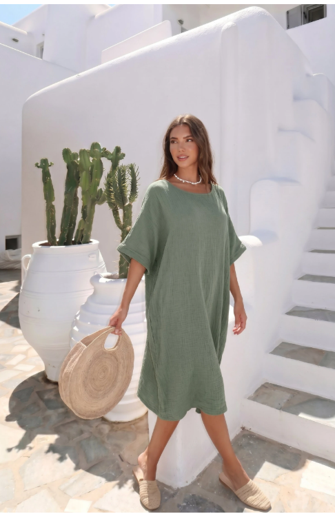 Oversized jurk met ronde hals