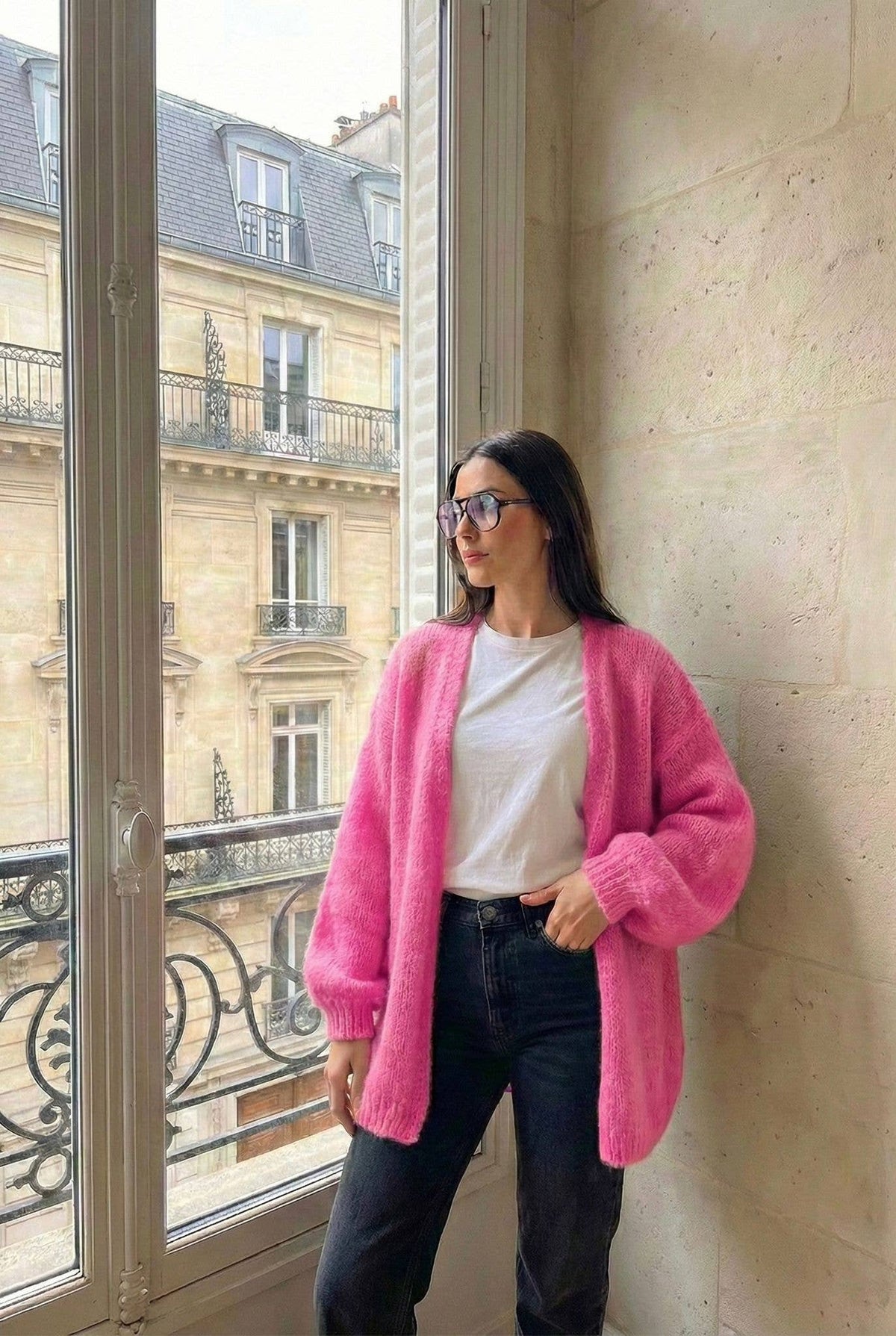 Gilet Court Manche Longue En Mohair