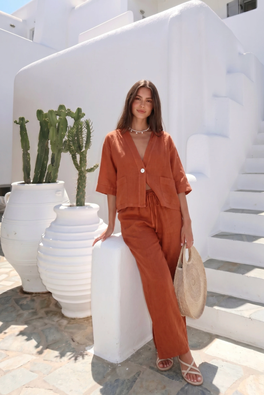 Pantalon En Lin Porté Avec La Veste27437 Vendue Séparément