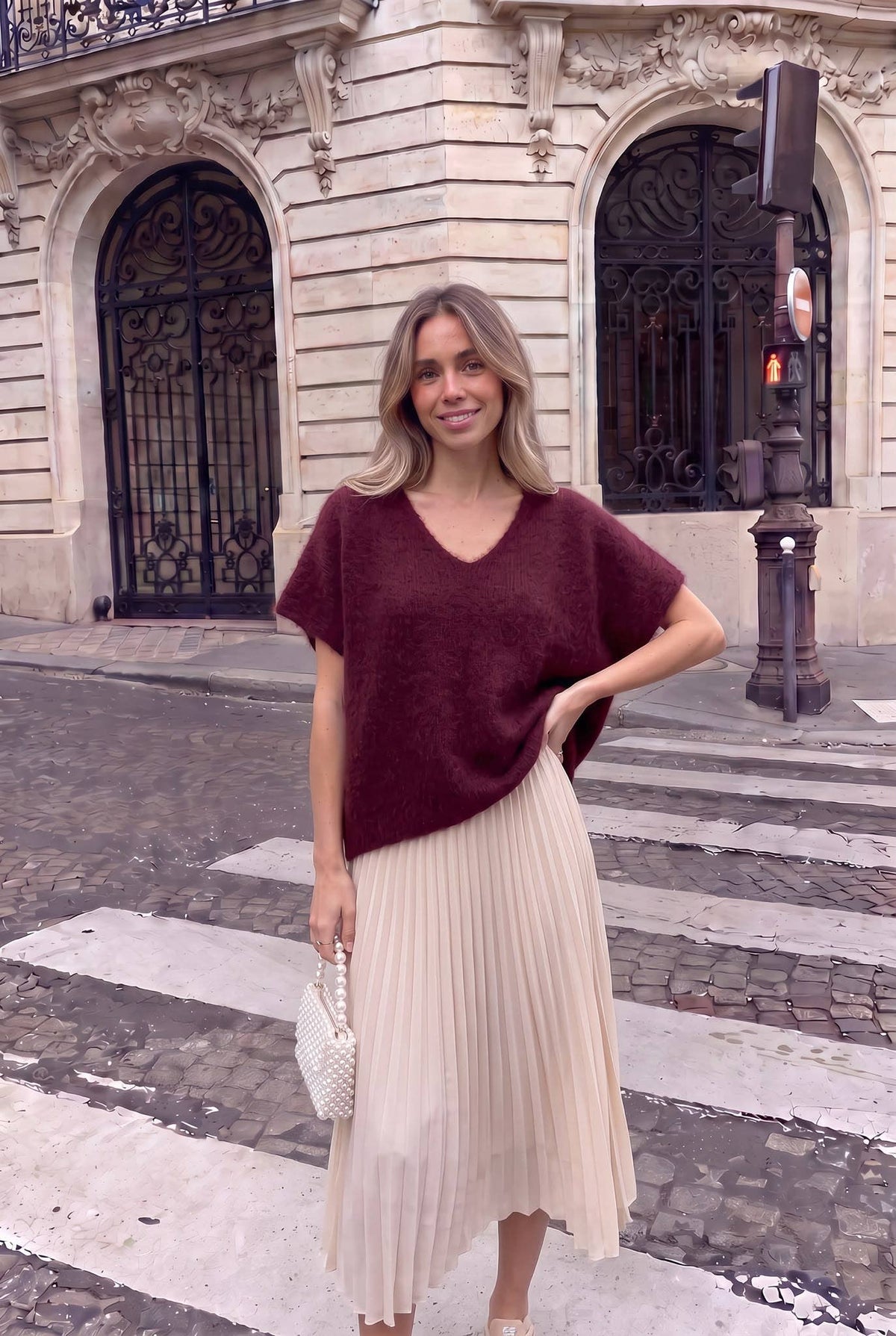 Pull Mohair sans manches oversize col V - INCERTAINES