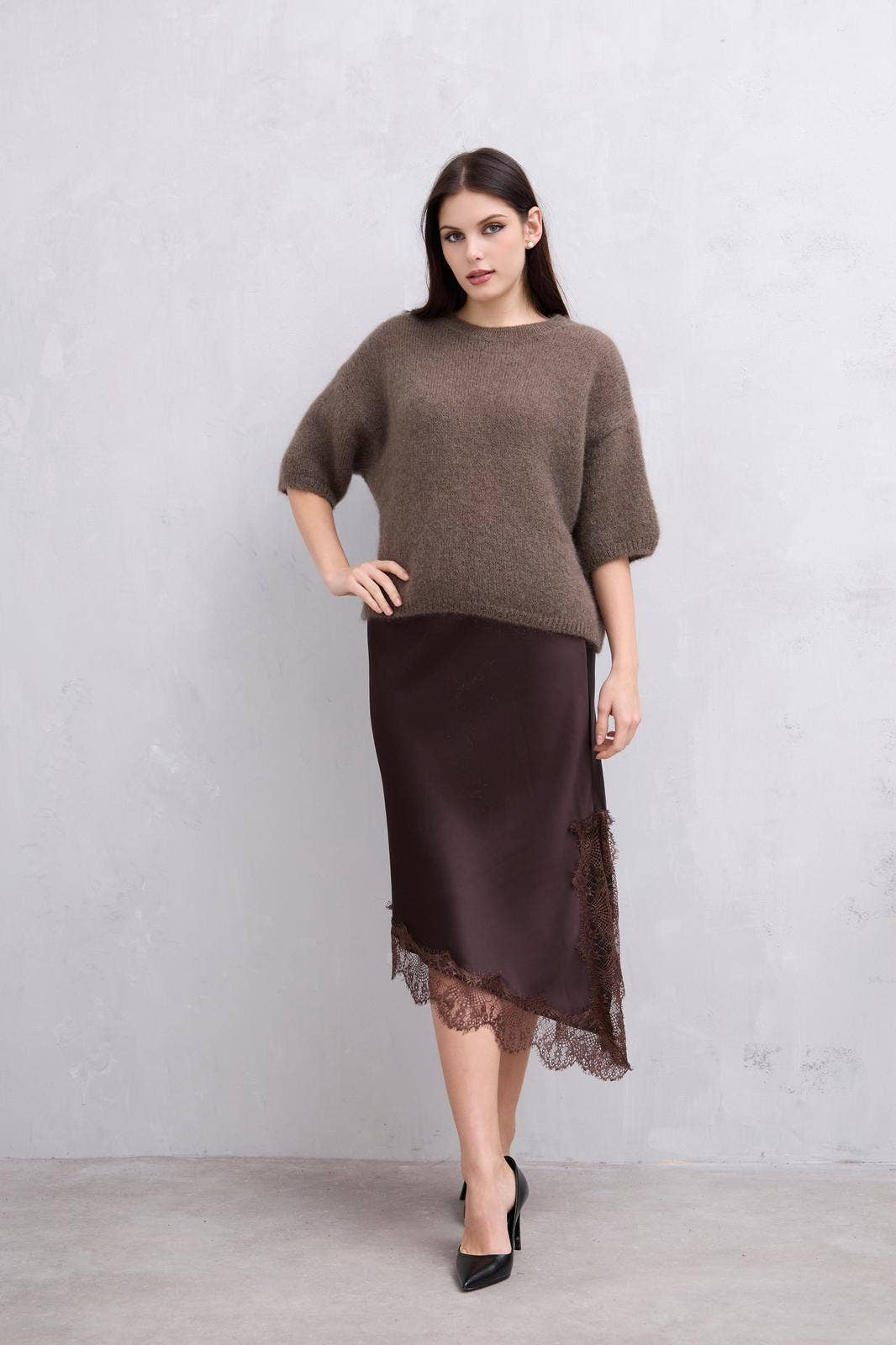 Pull Manche Mi Longue En Mohair