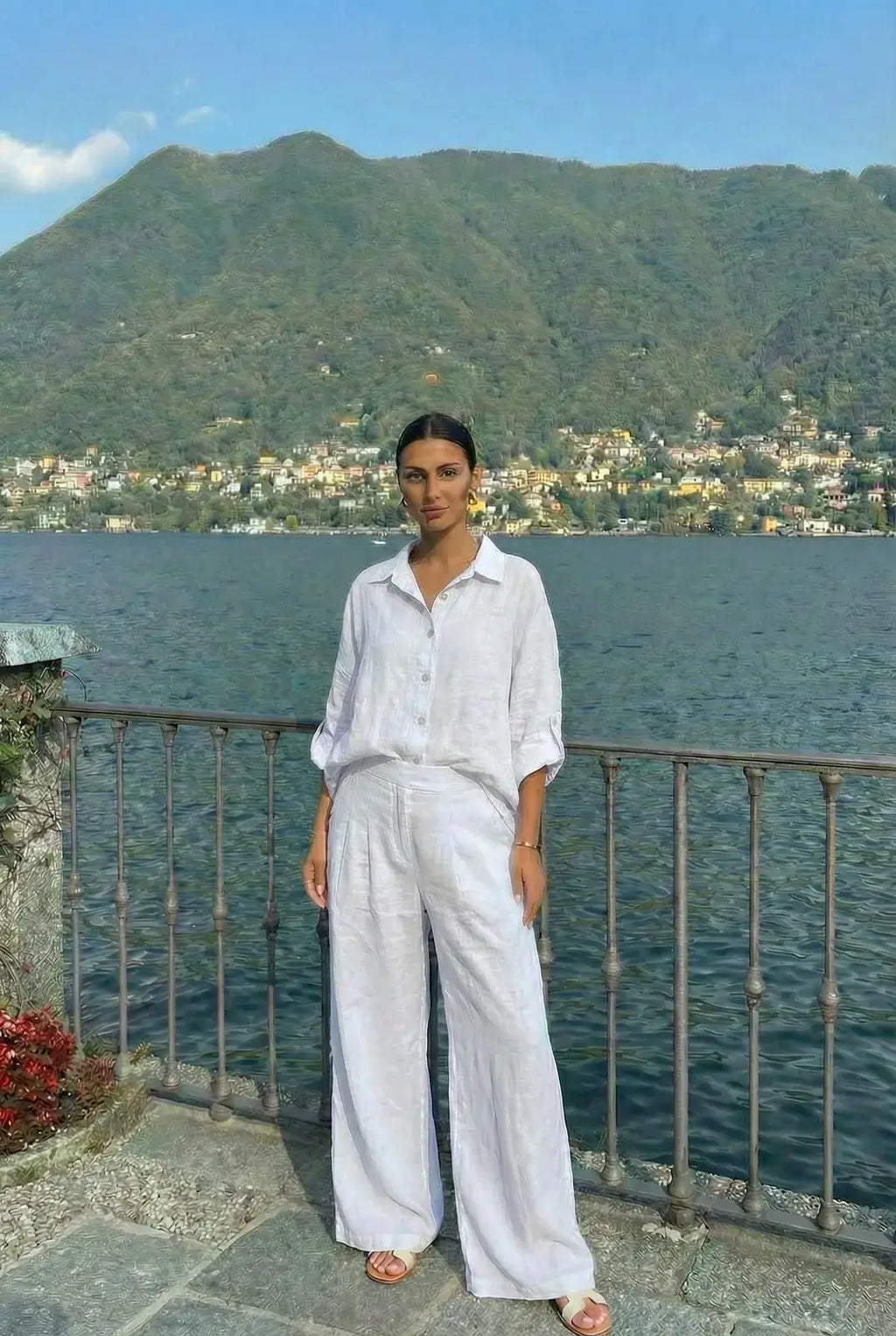 Chemise23806 En Lin Portée Avec Le Pantalon27201