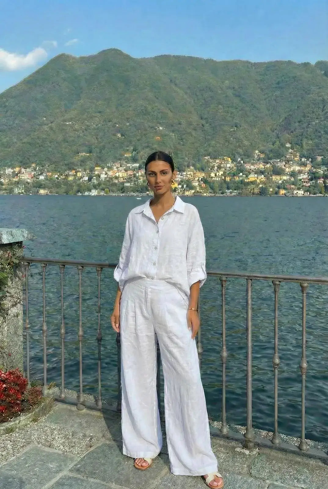Chemise23806 En Lin Portée Avec Le Pantalon27201