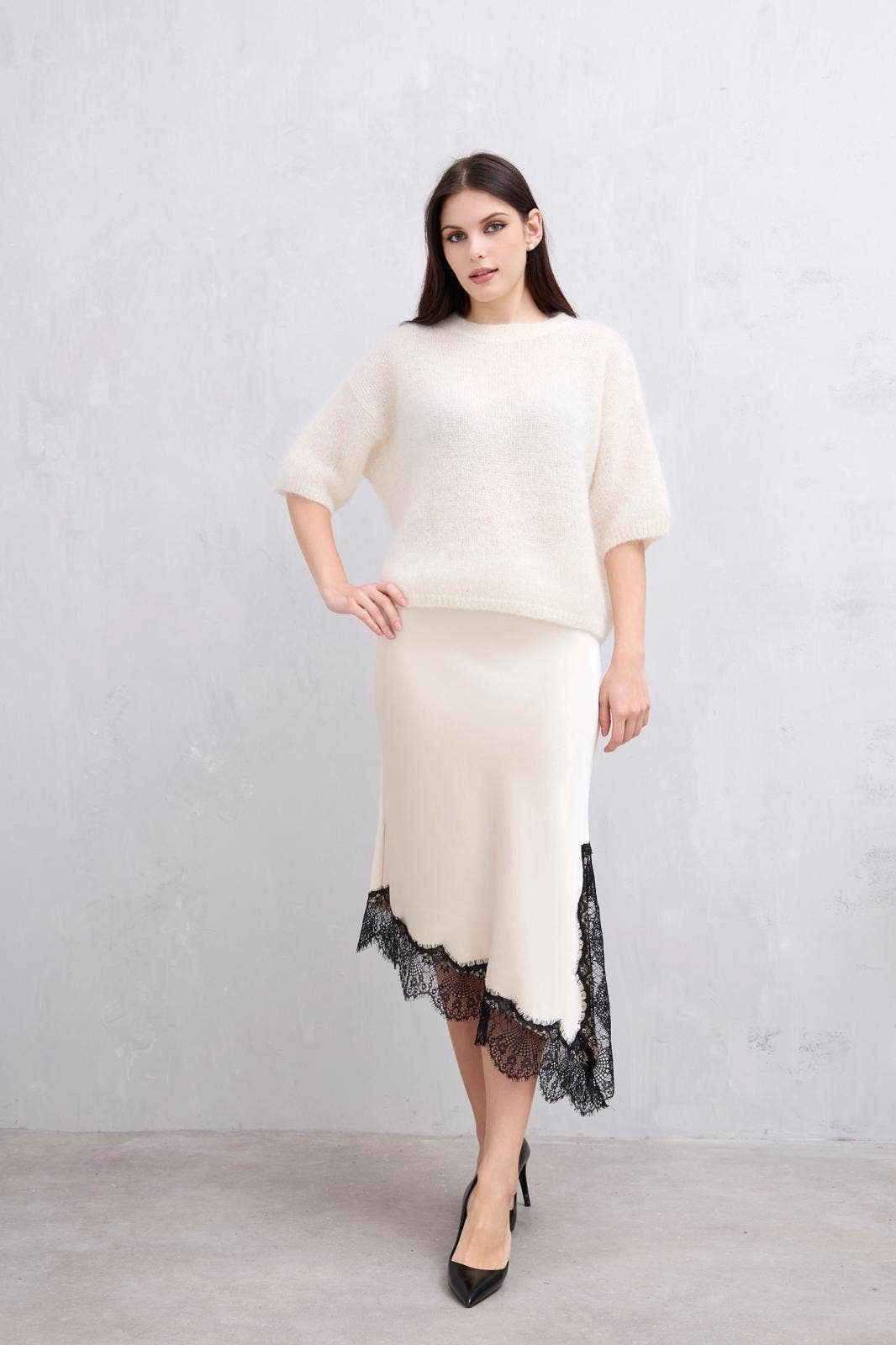 Pull Manche Mi Longue En Mohair