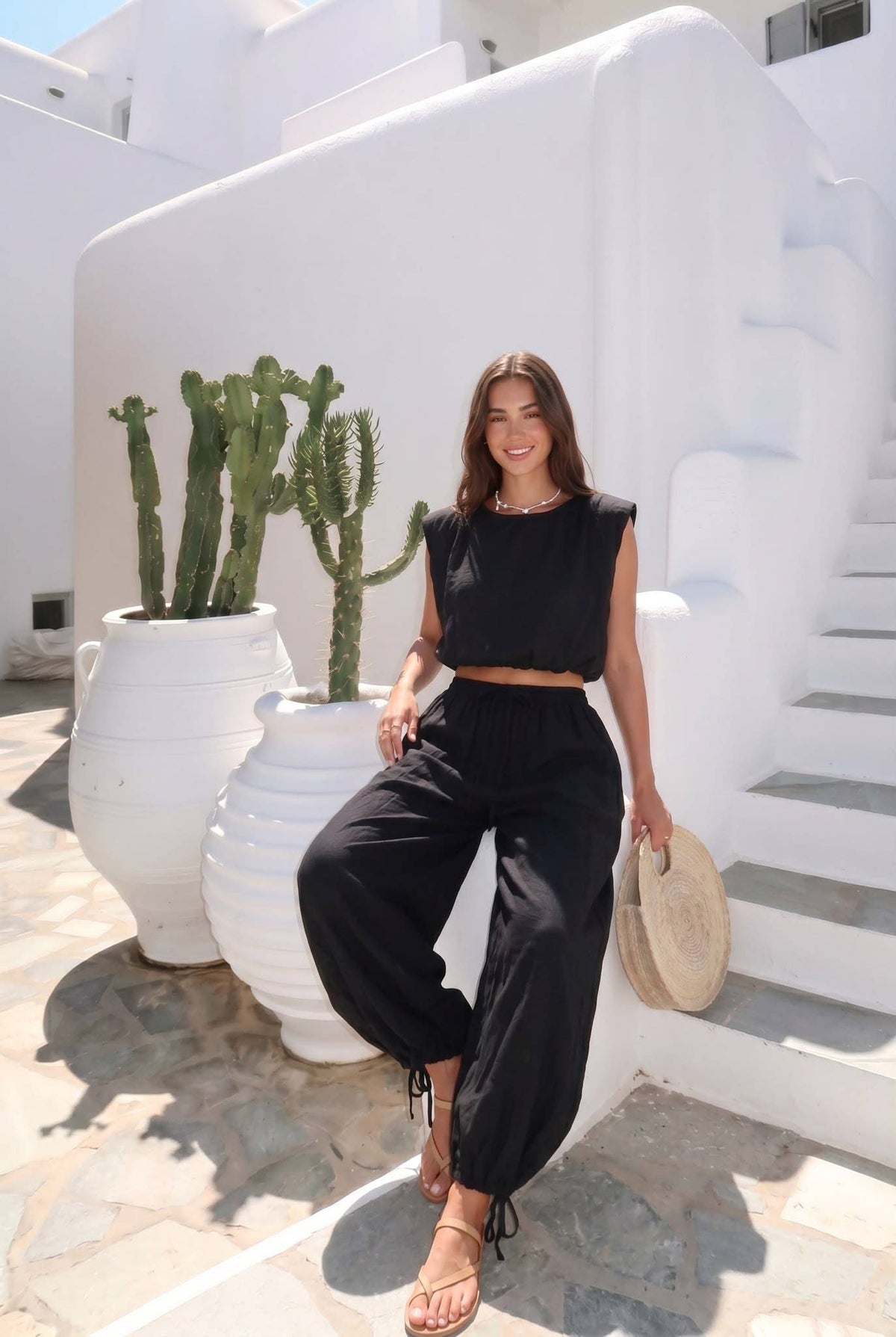 Haut Court En Voile De Coton Porté Avec Le Pantalon2579 Vendu Séparément