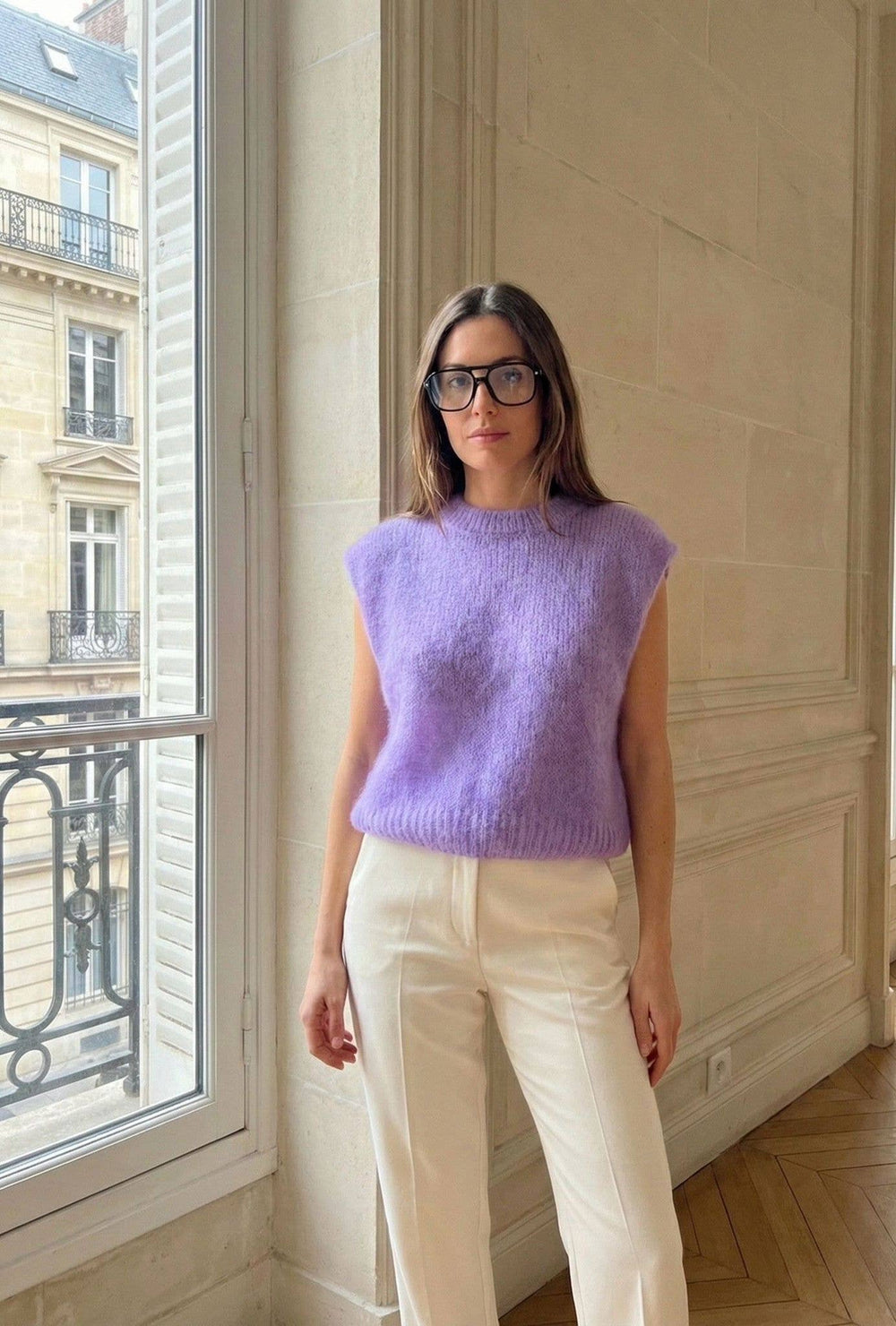 Pull Sans Manche En Mohair