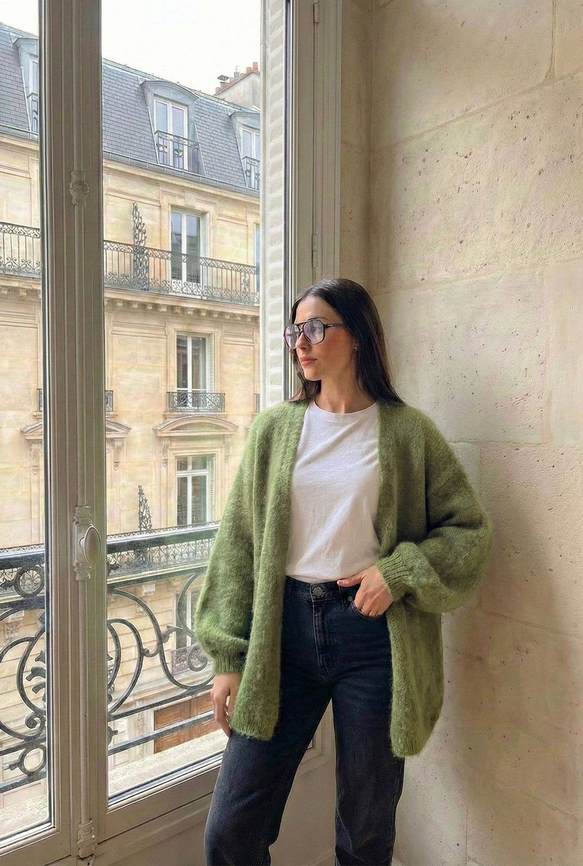 Gilet Court Manche Longue En Mohair