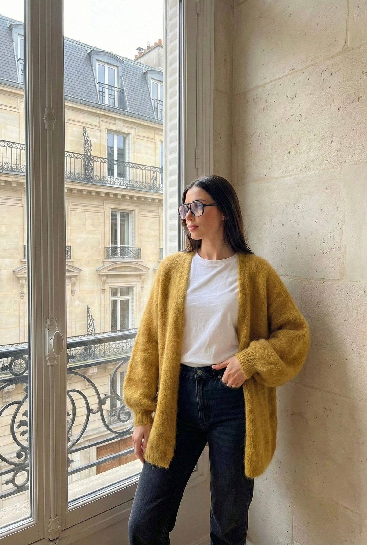 Gilet Court Manche Longue En Mohair