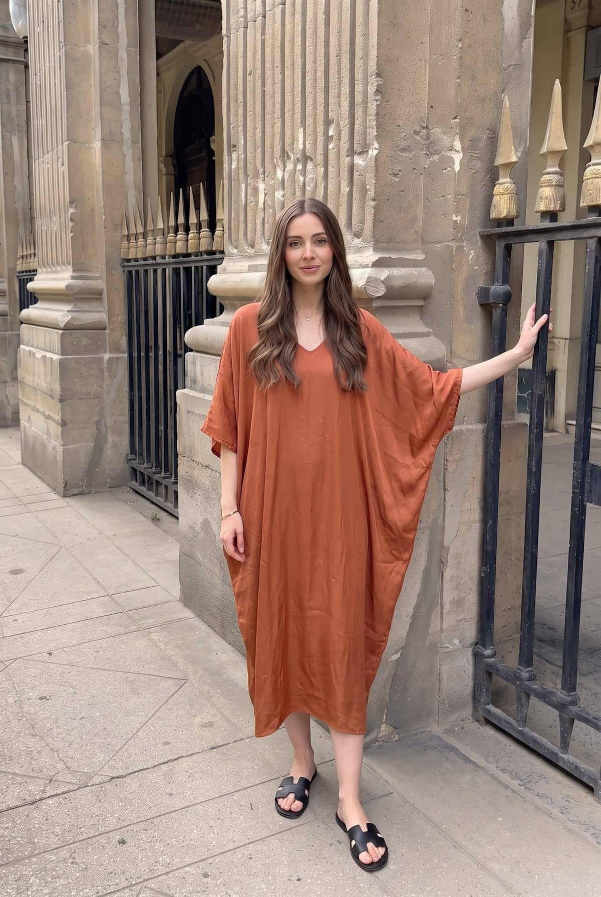 Oversized jurk van viscose en zijde
