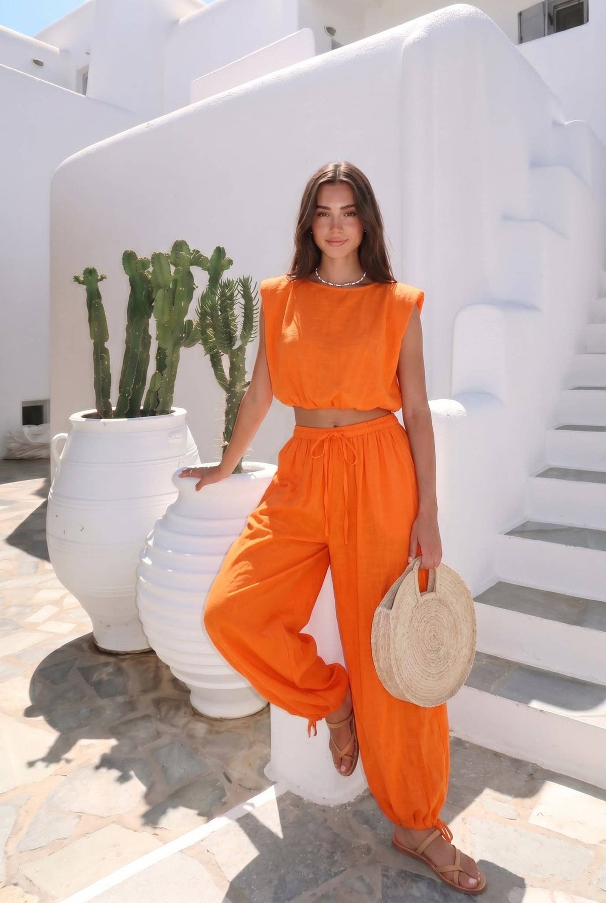 Haut Court En Voile De Coton Porté Avec Le Pantalon2579 Vendu Séparément