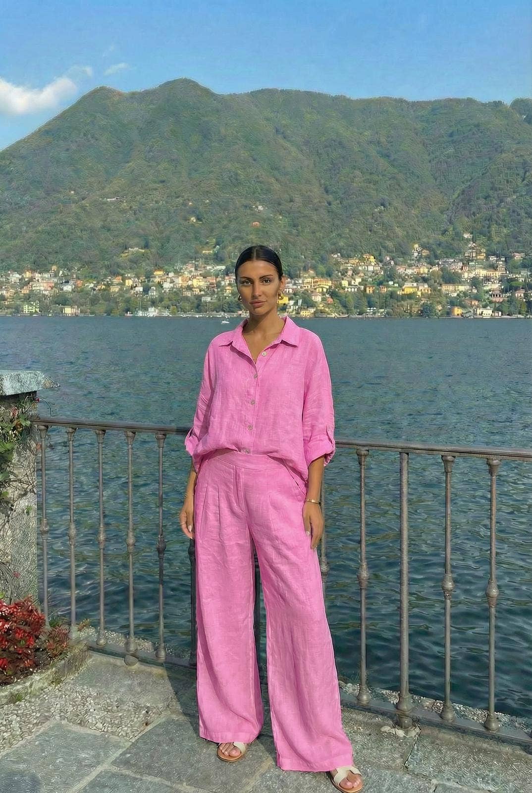 Chemise23806 En Lin Portée Avec Le Pantalon27201