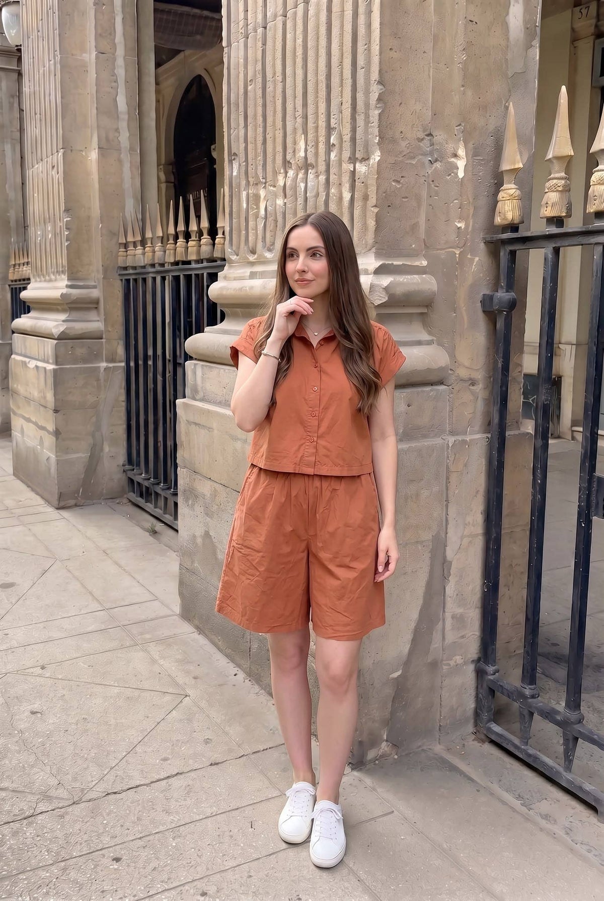 Oversized popeline short, apart verkocht bij de bijpassende top