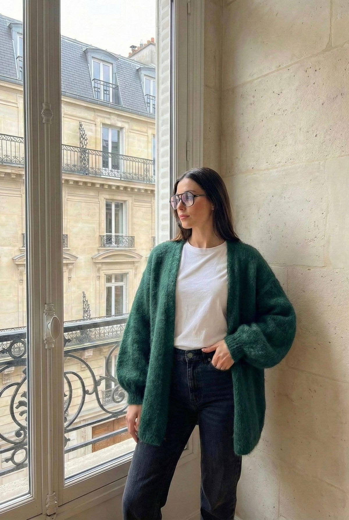 Gilet Court Manche Longue En Mohair