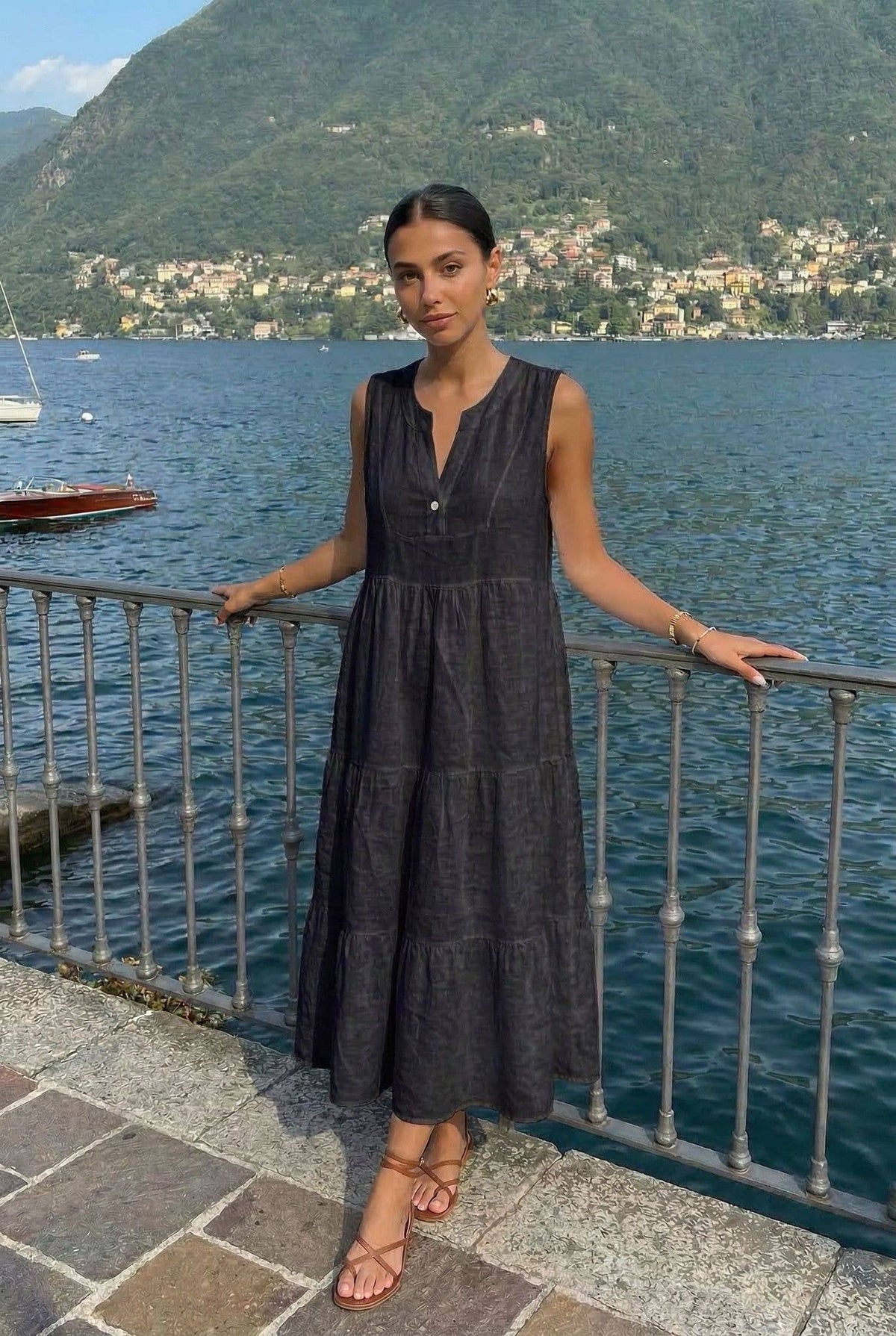 Robe En Lin Porté Avec Le Haut21286 Vendu Séparément
