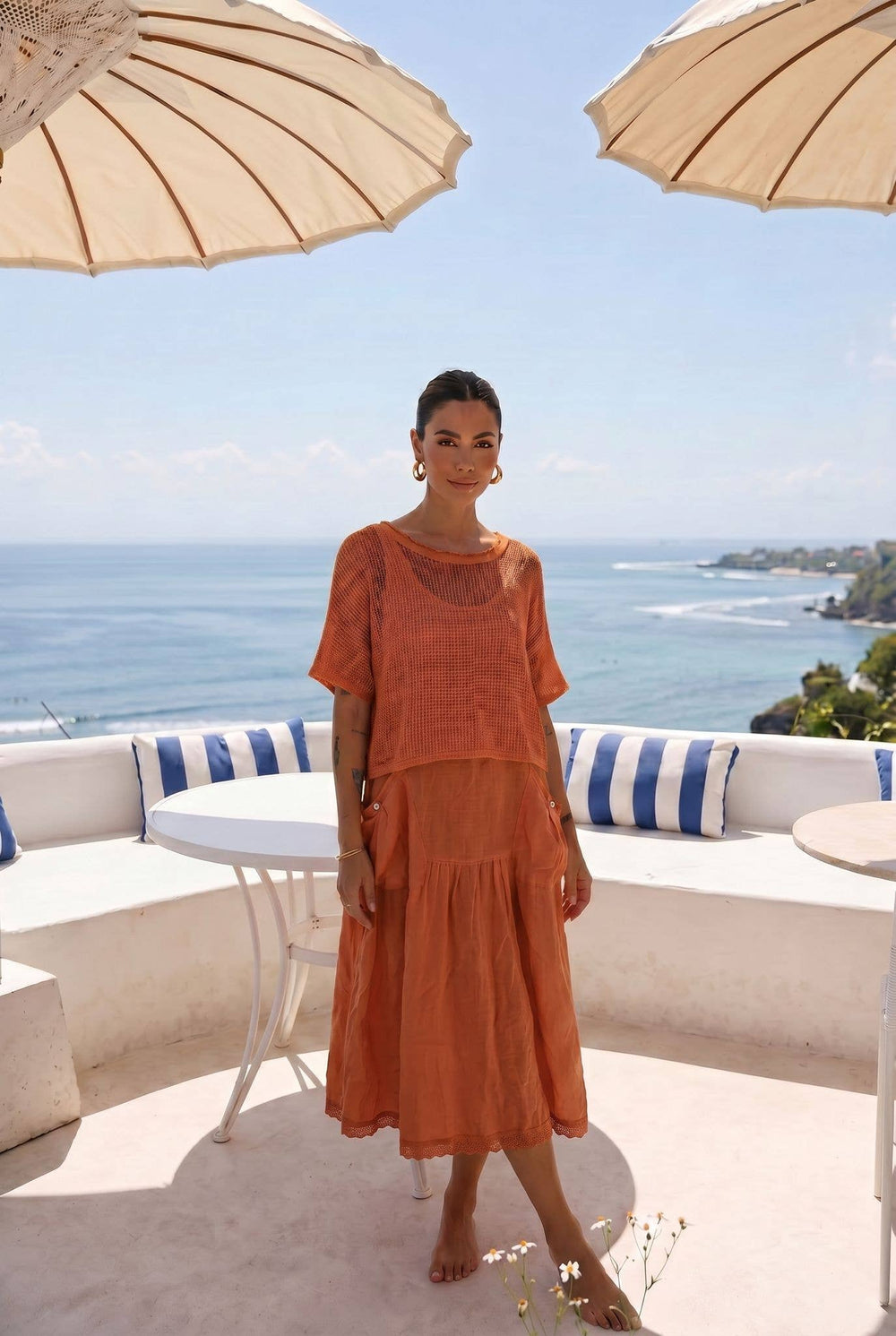 Robe Longue Broderie Porté Avec Le Haut23855