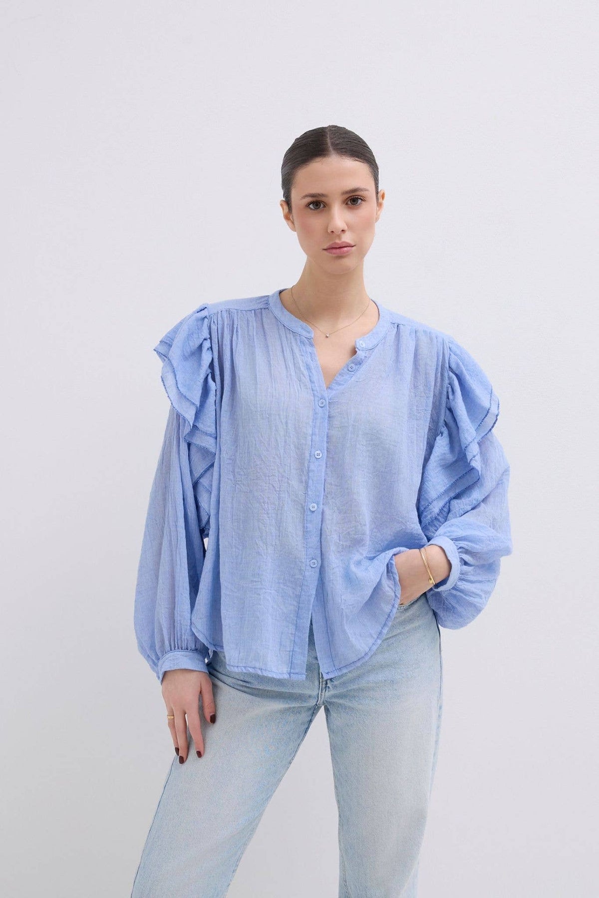 Haut Manche Longue Oversize En Coton