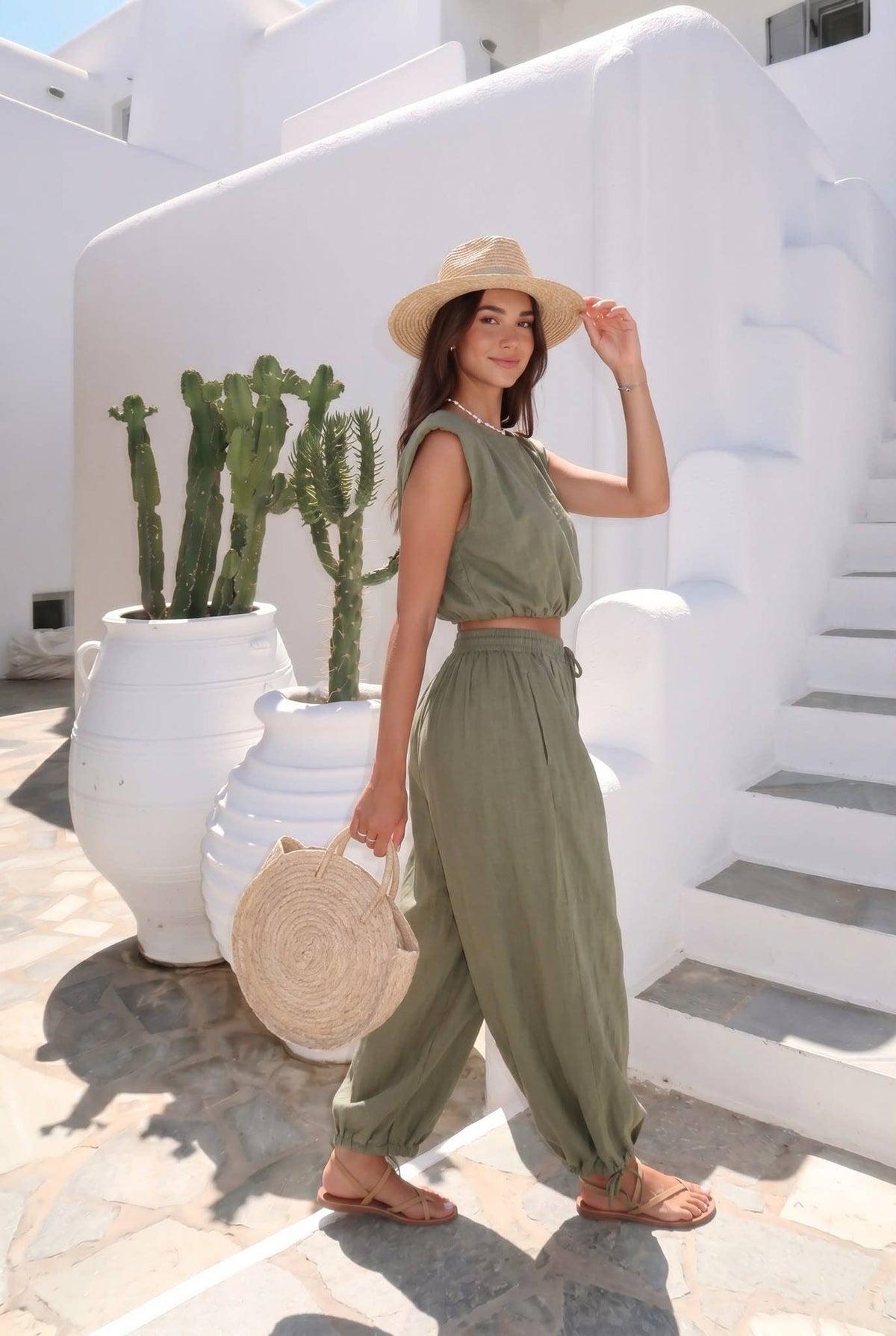 Haut Court En Voile De Coton Porté Avec Le Pantalon2579 Vendu Séparément