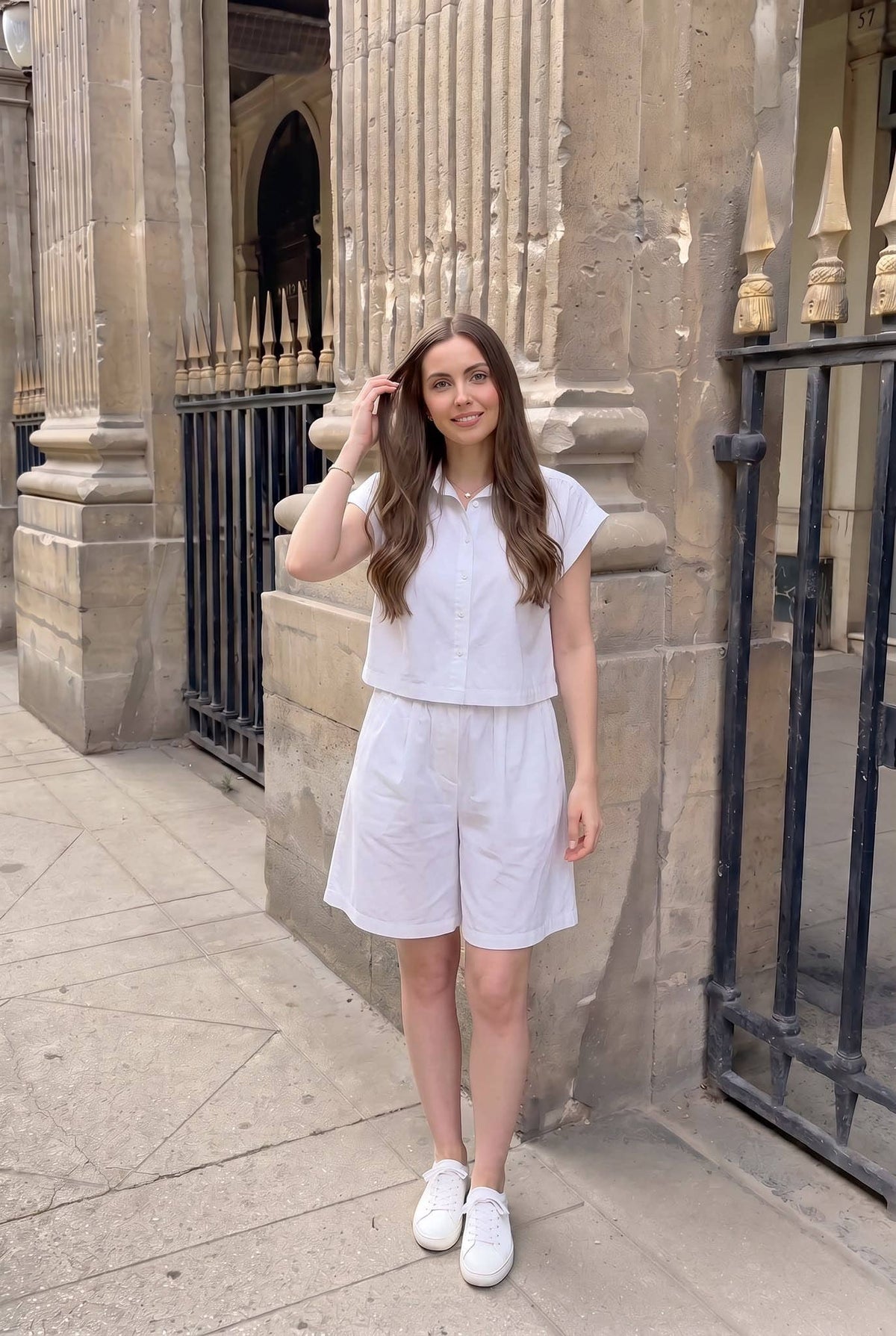 Short Popeline Oversize Porté Avec Le Haut Vendu Séparément