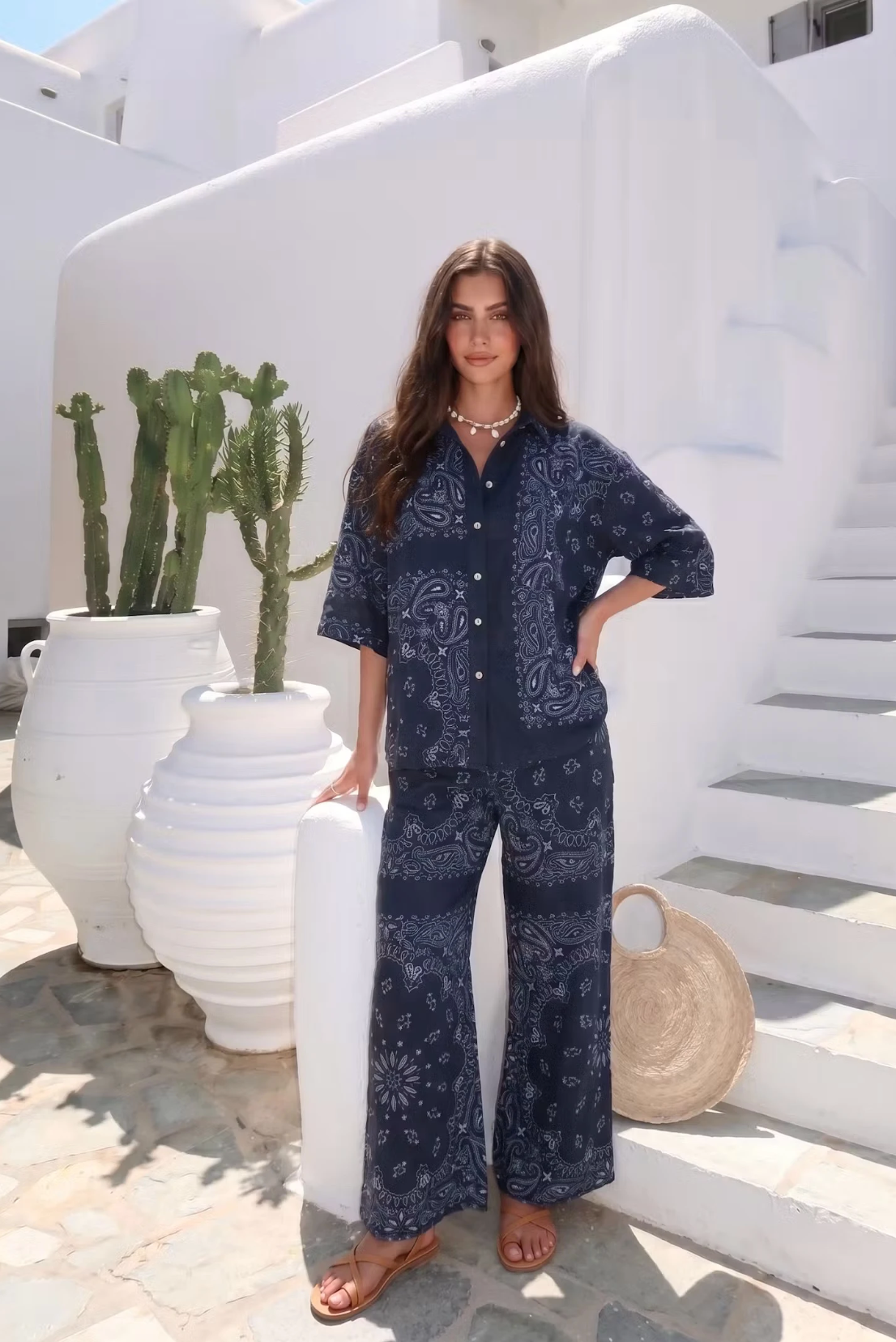 Pantalon En Lin Bandana Porté Avec Le Haut13890 Vendu Séparément