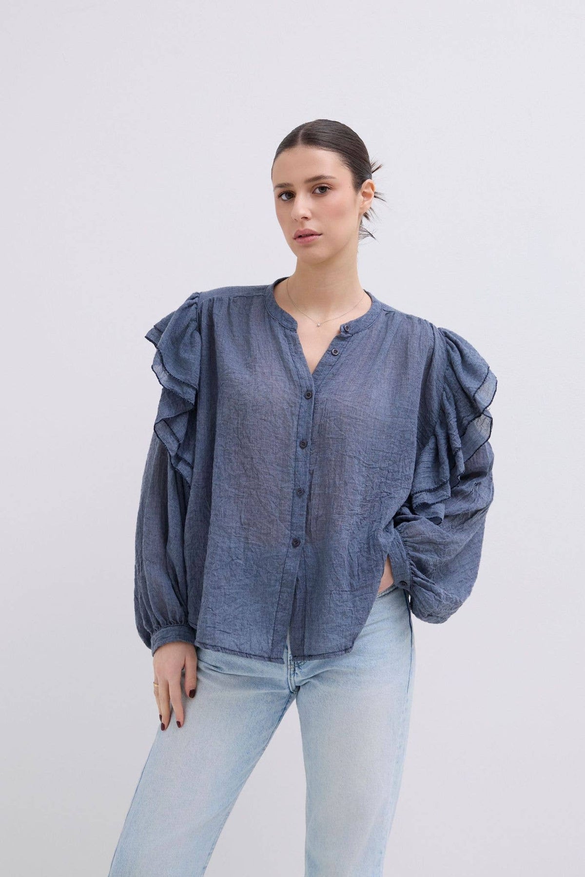 Haut Manche Longue Oversize En Coton