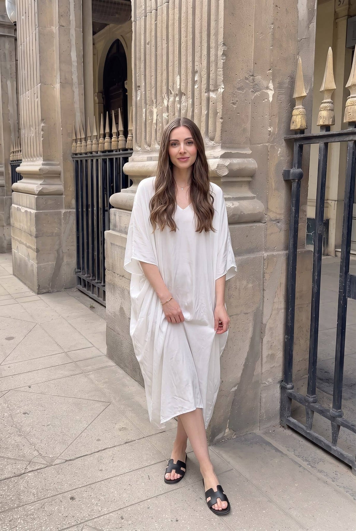 Oversized jurk van viscose en zijde